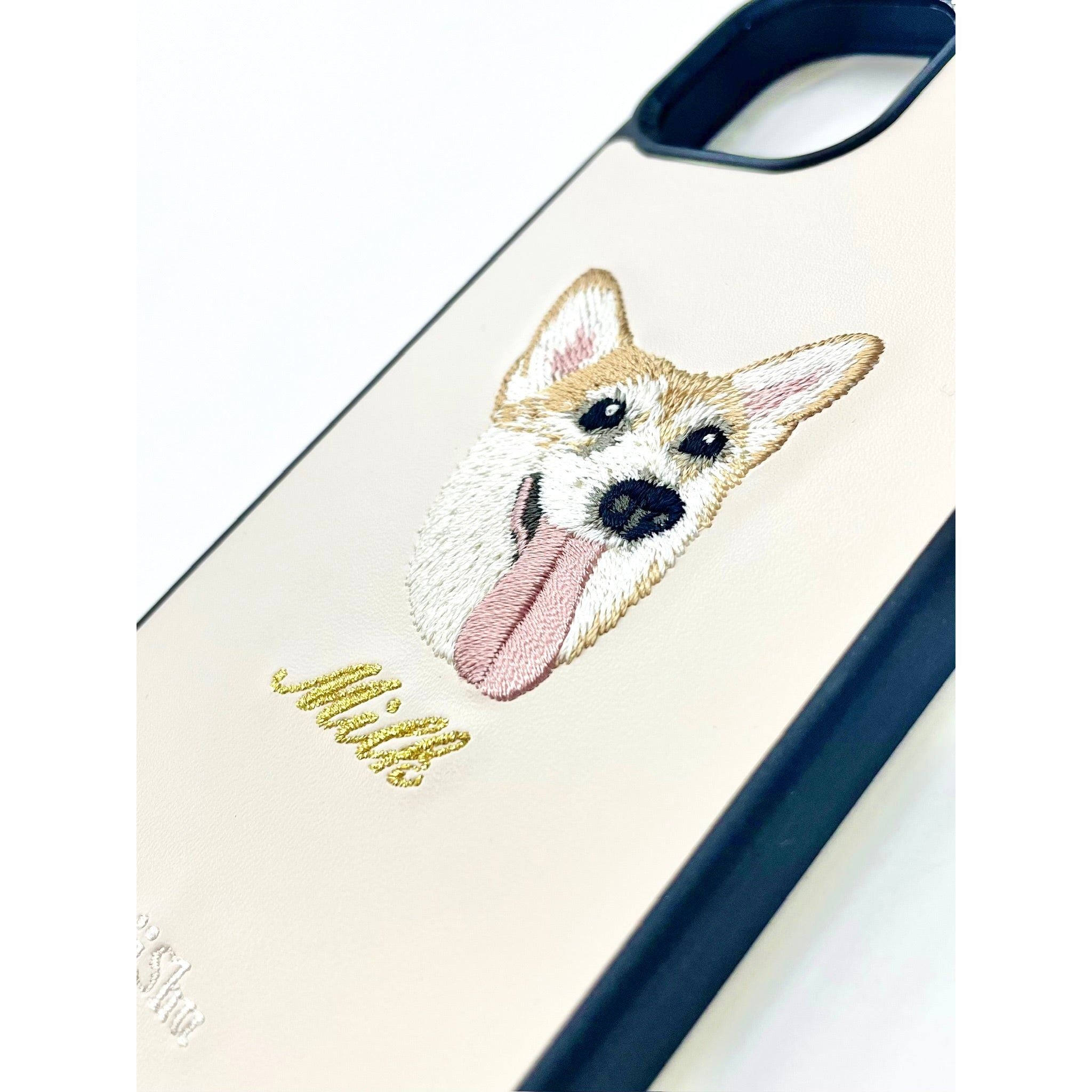 ＜ORDER WORK＞ Embroidered smartphone case [Corgi - realistic] ShiiShu | iPhone case, notebook style compatible