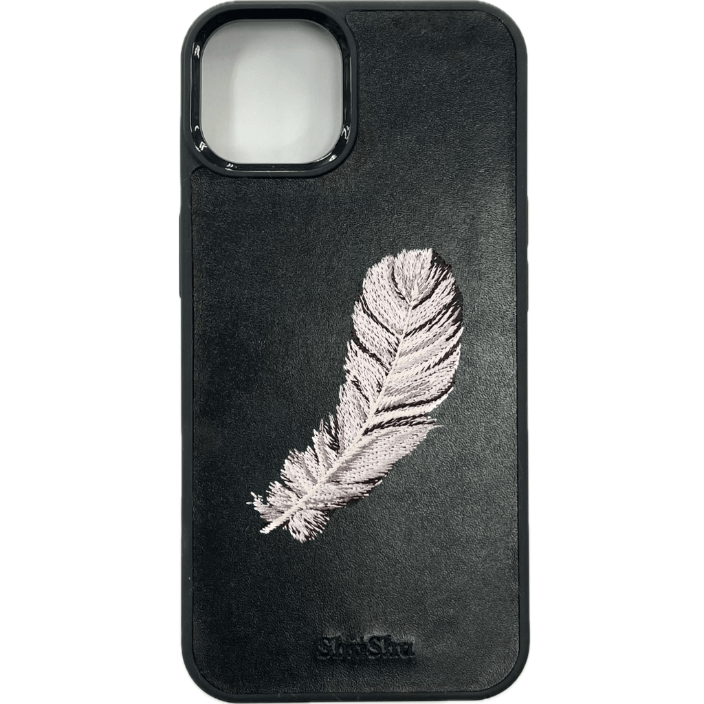 Embroidered smartphone case [One feather] ShiiShu | iPhone case [C5]