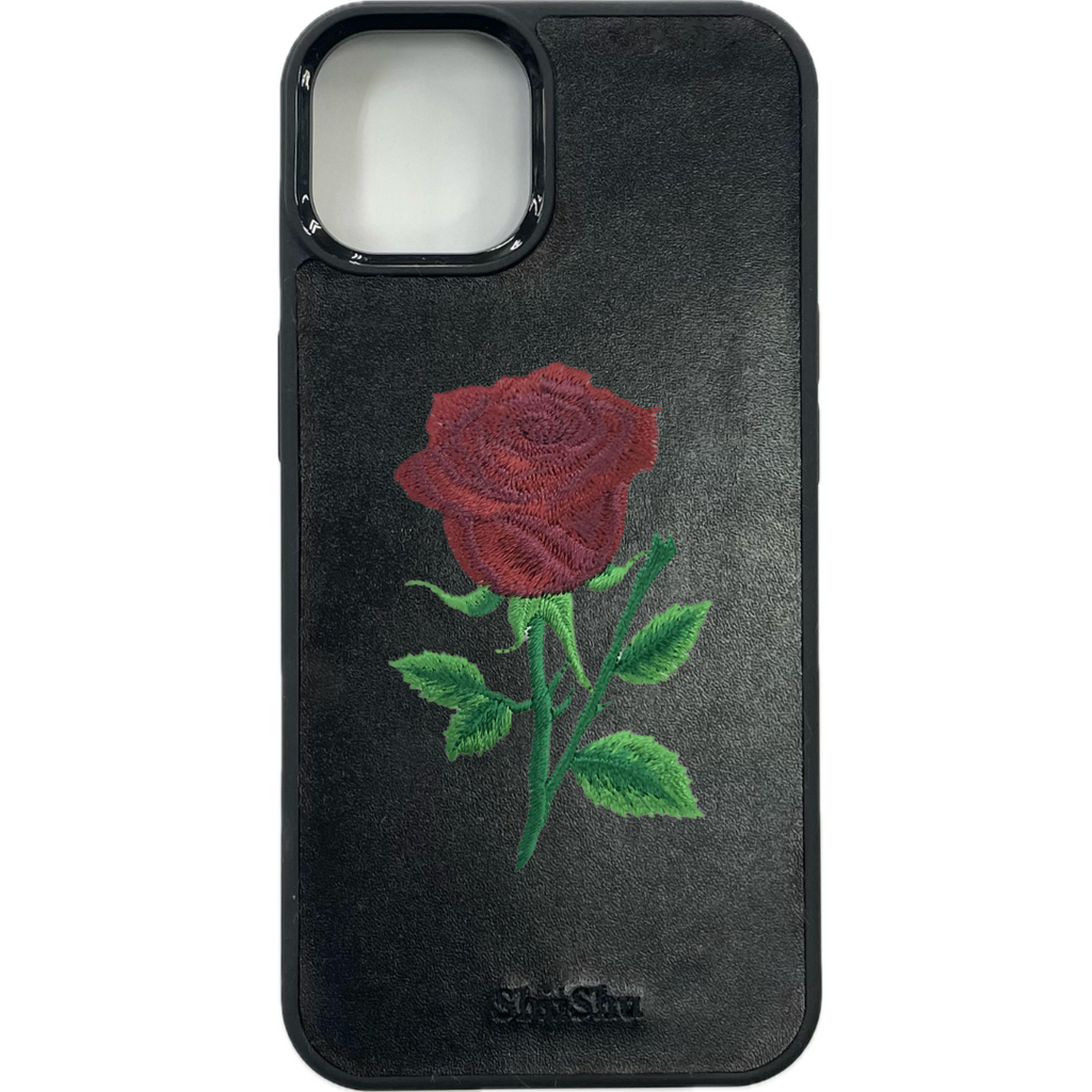 Étui pour smartphone brodé [Rose] Étui iPhone ShiiShu [C22]