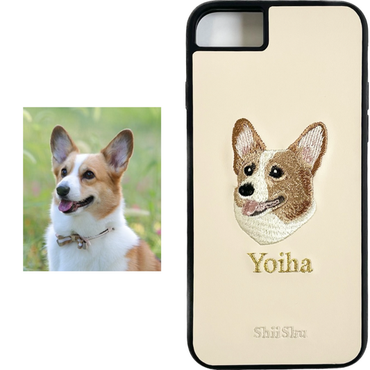 ＜ORDER WORK＞ Embroidered smartphone case [Corgi (Yoiha) - Realistic] ShiiShu | iPhone case, notebook style compatible