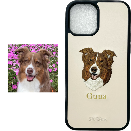 ＜ORDER WORK＞ Embroidered smartphone case [Shepherd (Guna) - Realistic] ShiiShu | iPhone case, notebook style compatible