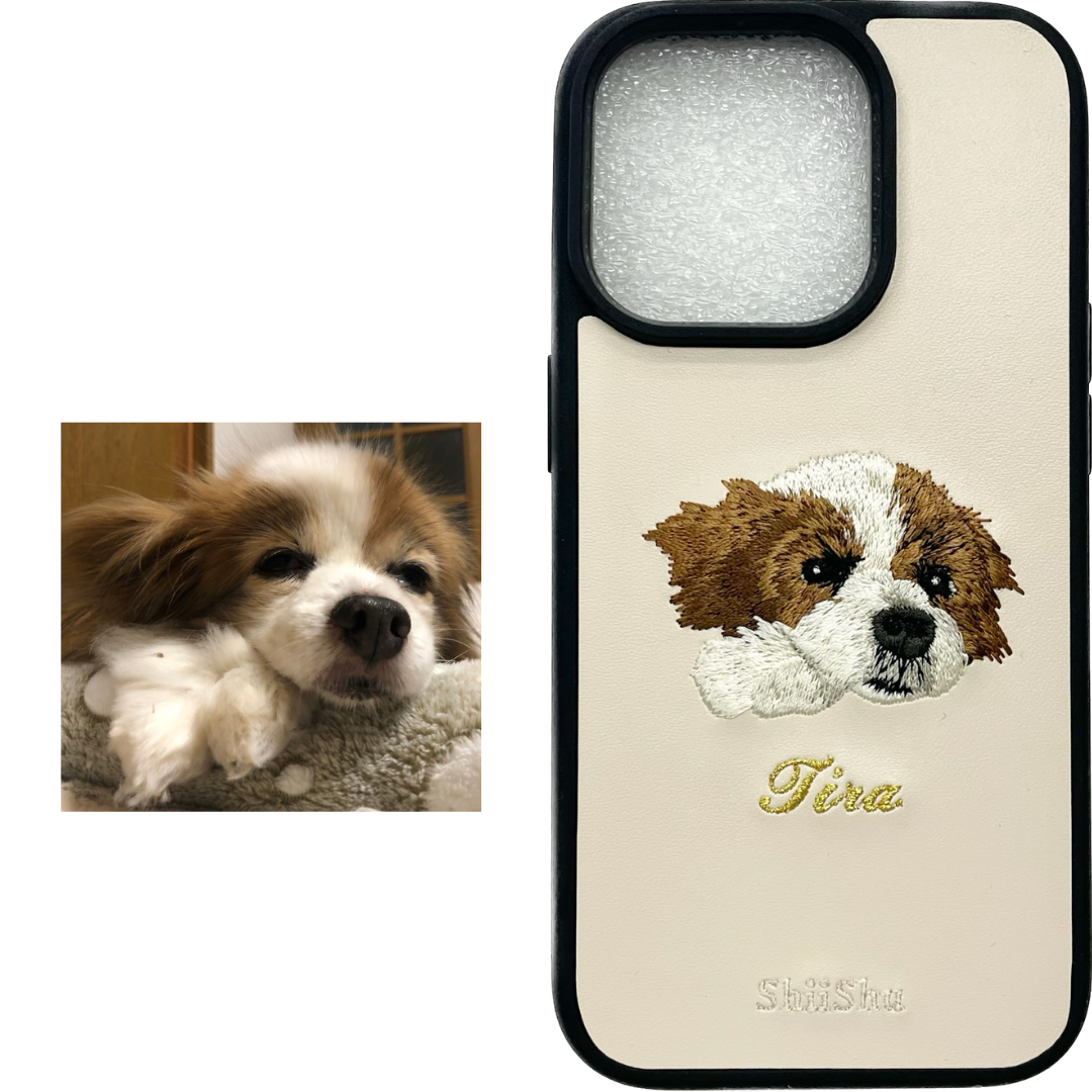 ORDER作品＞刺繍スマホケース【犬（Tira） - リアル調】ShiiShu