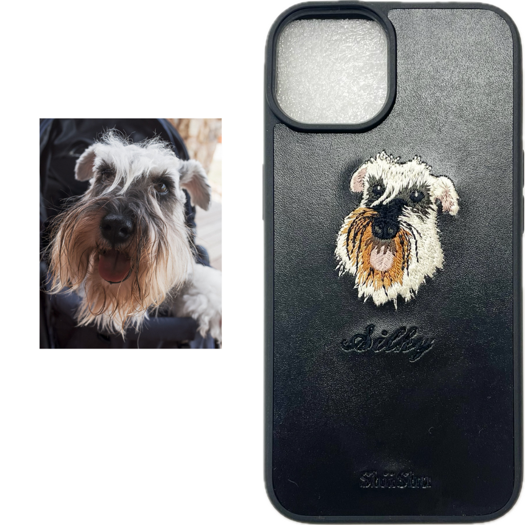 ＜ORDER WORK＞ Embroidered smartphone case [Miniature Schnauzer (Silky) - Realistic] ShiiShu | iPhone case, notebook style compatible