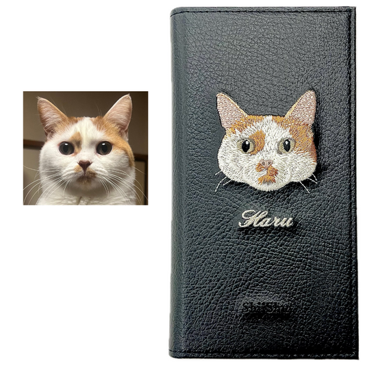 ＜ORDER作品＞刺繍スマホケース【猫（Haru） - リアル調】ShiiShu（シーシュ）｜iPhoneケース、手帳型対応