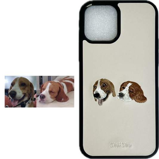 ＜ORDER WORK＞ Embroidered smartphone case [Beagle - illustration style] ShiiShu | iPhone case, notebook type compatible