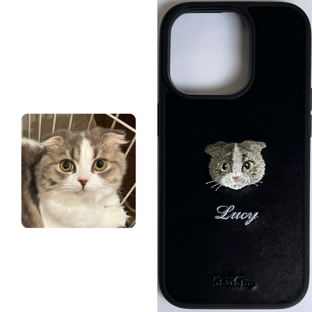 &lt;ORDER work&gt; Étui pour smartphone brodé [Pli écossais (Lucy) - style d'illustration] Étui iPhone ShiiShu, compatible type ordinateur portable