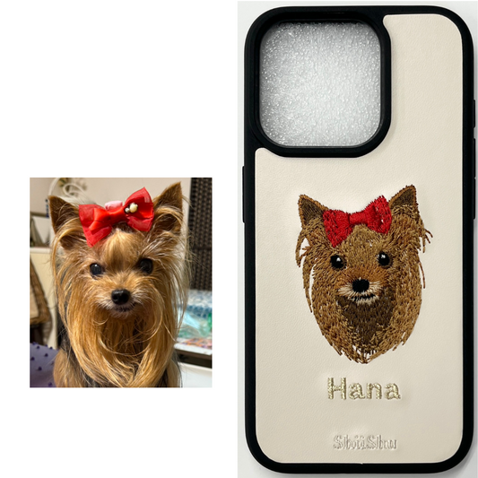 &lt;ORDER work&gt; Étui pour smartphone brodé [Yorkshire Terrier (HANA) - Style réaliste] Étui iPhone ShiiShu, compatible avec le type d'ordinateur portable