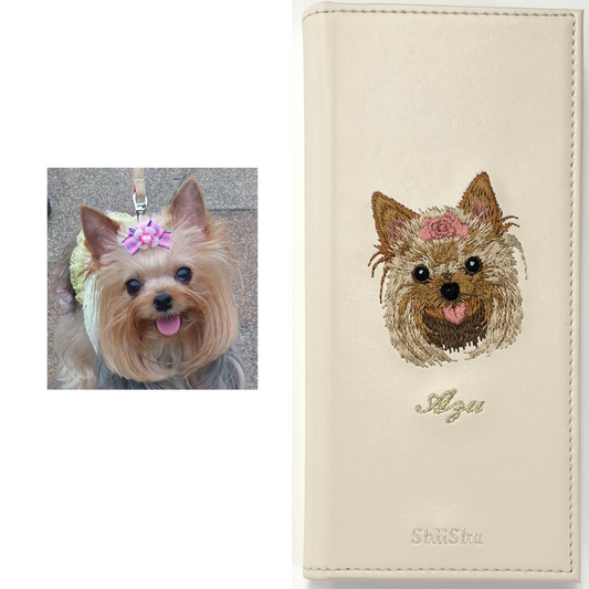 ＜ORDER WORK＞ Embroidered smartphone case [Yorkshire Terrier (Azu) - Realistic] ShiiShu | iPhone case, notebook style compatible