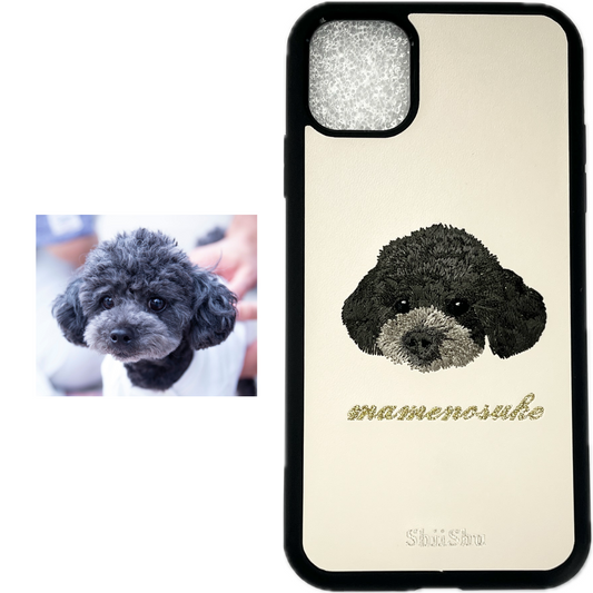 ＜ORDER WORK＞ Embroidered smartphone case [Toy Poodle (mamenosuke) - Realistic] ShiiShu | iPhone case, notebook style compatible