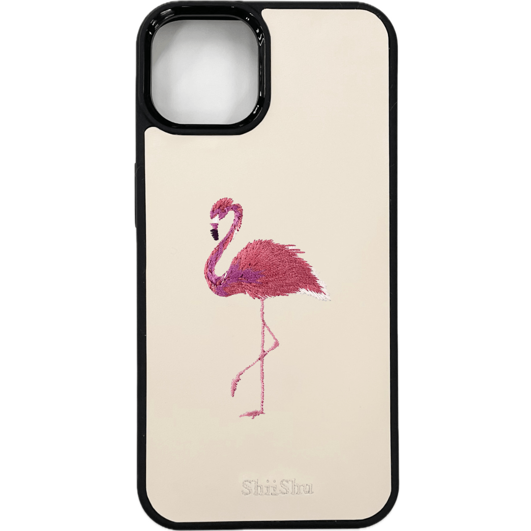 Étui pour smartphone brodé [Flamingo] Étui iPhone ShiiShu [C6]