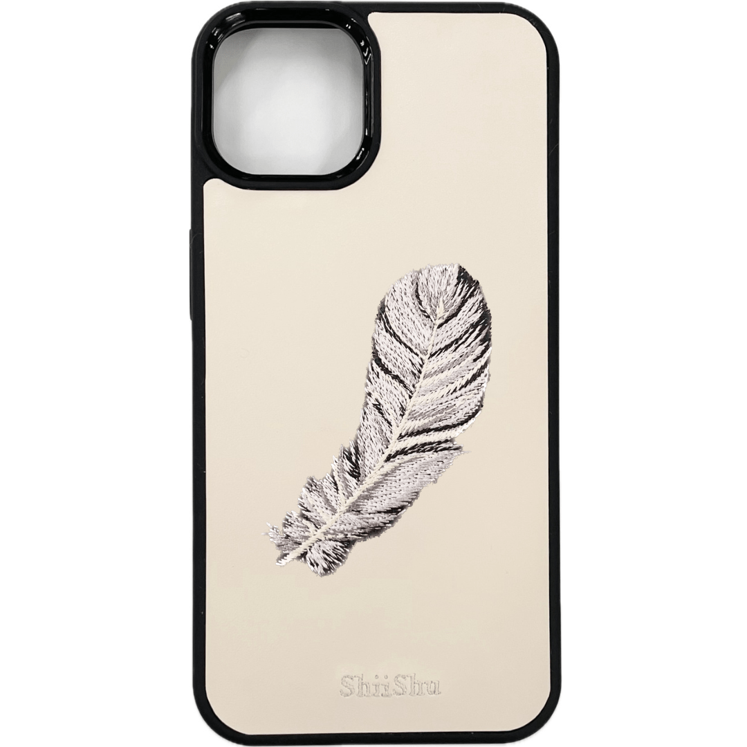 Embroidered smartphone case [One feather] ShiiShu | iPhone case [C5]