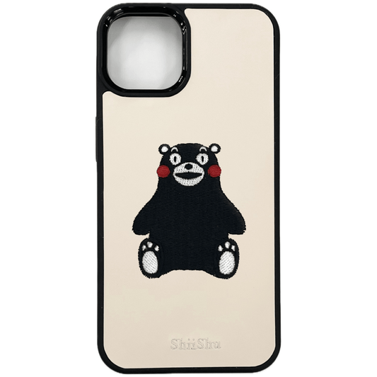 Embroidered smartphone case [Sitting Kumamon] ShiiShu | iPhone case [C15]