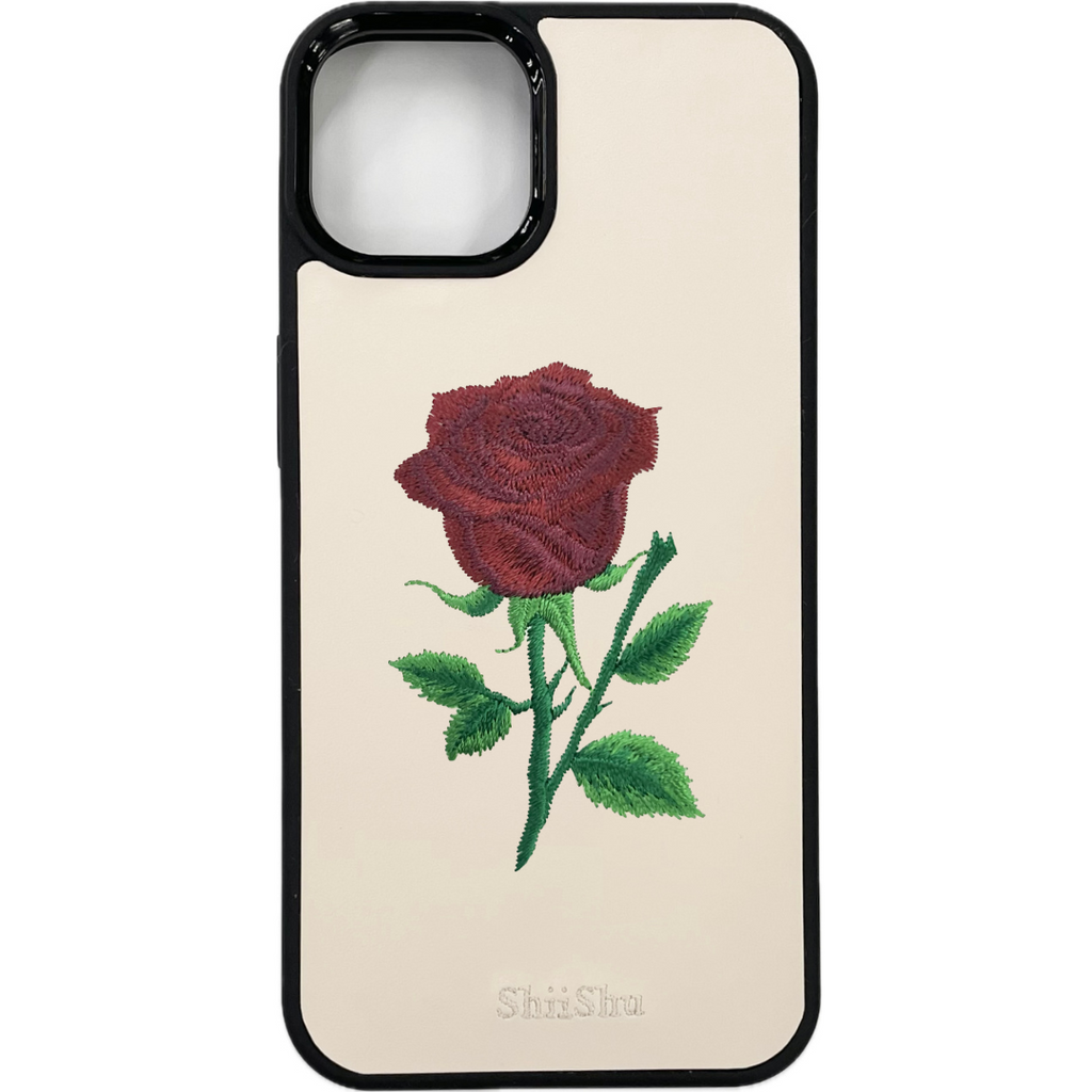 Étui pour smartphone brodé [Rose] Étui iPhone ShiiShu [C22]
