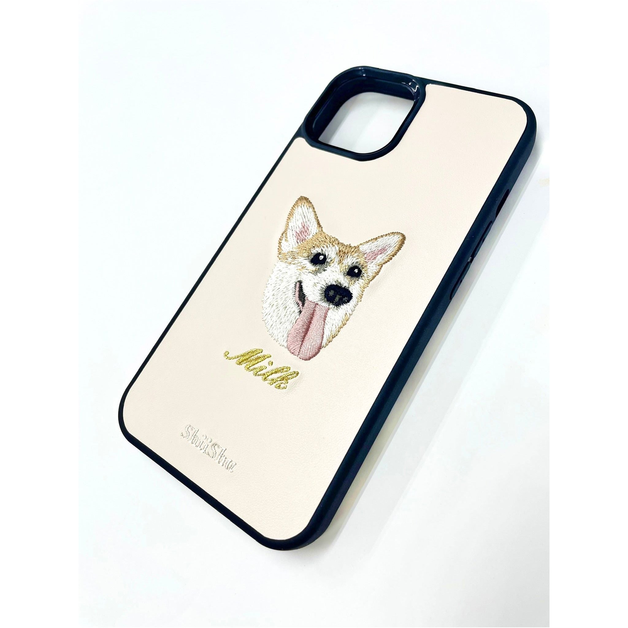 ＜ORDER WORK＞ Embroidered smartphone case [Corgi - realistic] ShiiShu | iPhone case, notebook style compatible