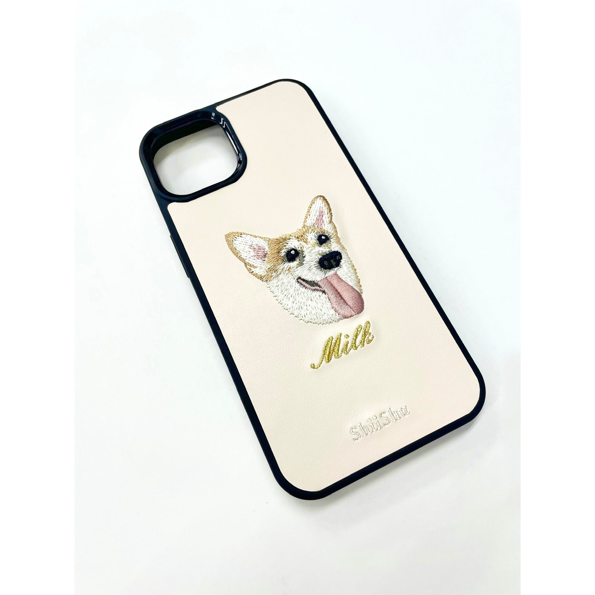 ＜ORDER WORK＞ Embroidered smartphone case [Corgi - realistic] ShiiShu | iPhone case, notebook style compatible