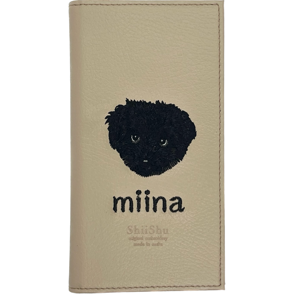 ＜ORDER作品＞刺繍スマホケース【プードル（miina）- リアル調 】ShiiShu（シーシュ）｜iPhoneケース、手帳型対応