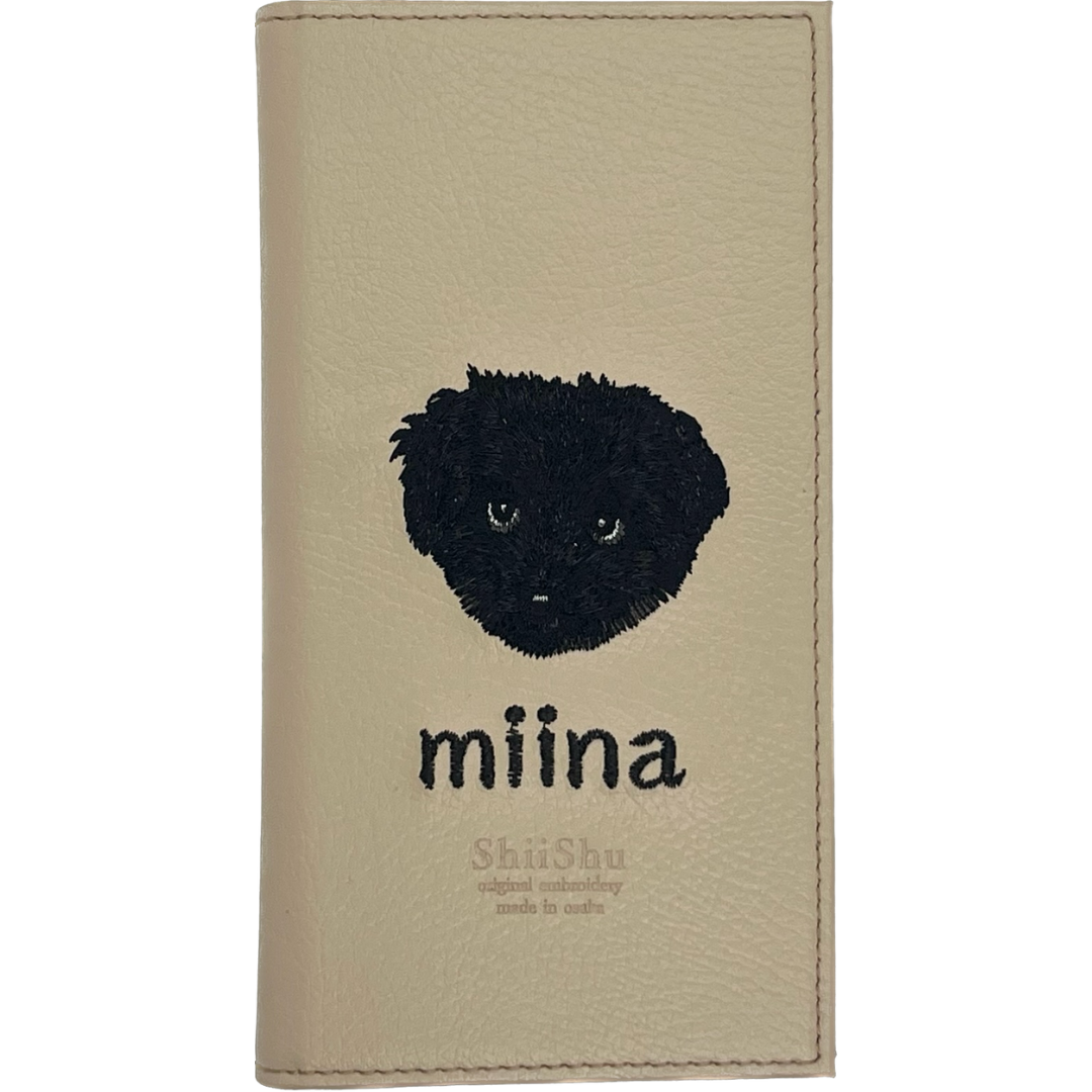 ＜ORDER WORK＞ Embroidered smartphone case [Poodle (miina) - realistic style] ShiiShu | iPhone case, notebook style compatible