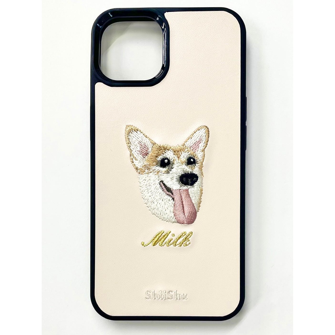 ＜ORDER WORK＞ Embroidered smartphone case [Corgi - realistic] ShiiShu | iPhone case, notebook style compatible