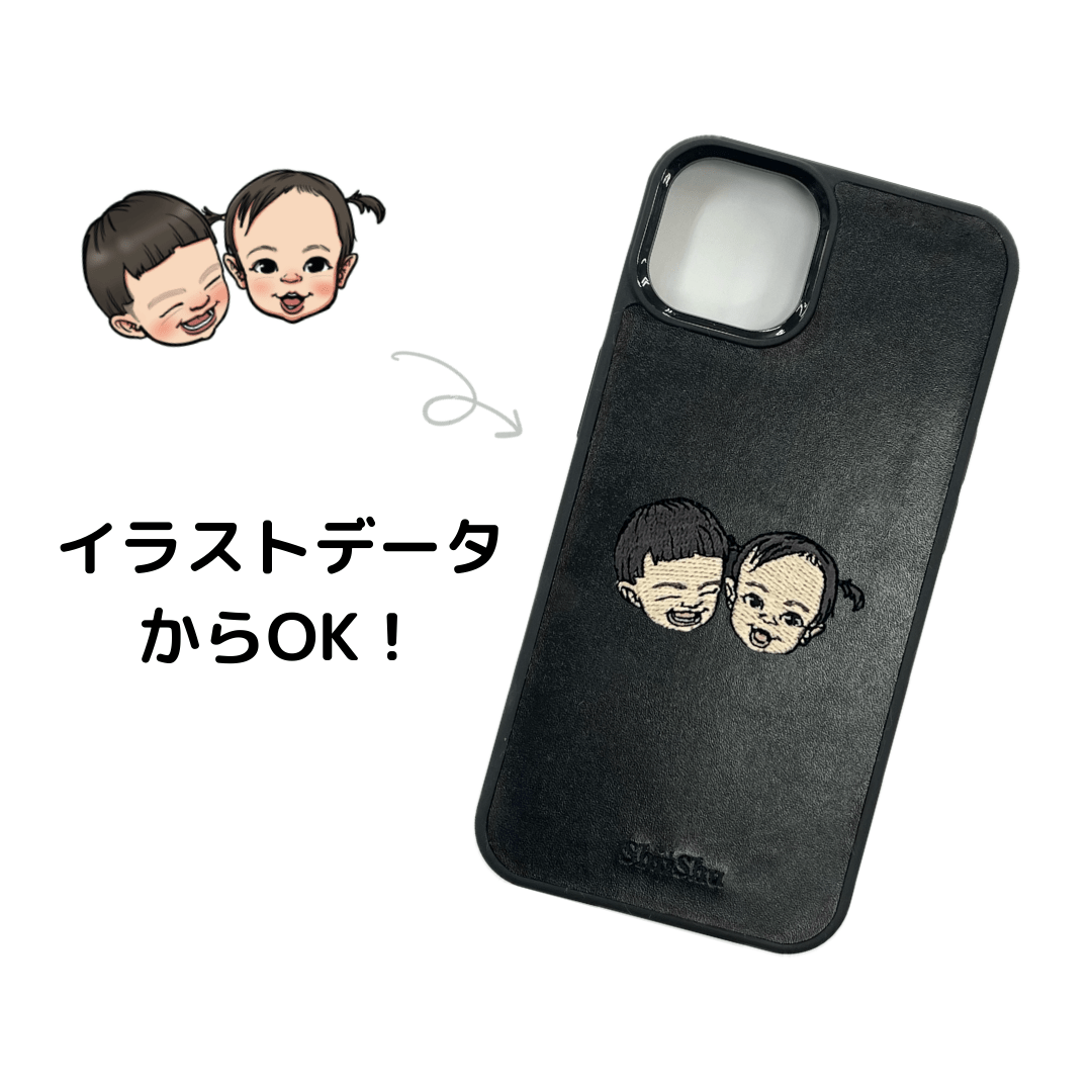 刺繍スマホケース【B：イラストデータから】