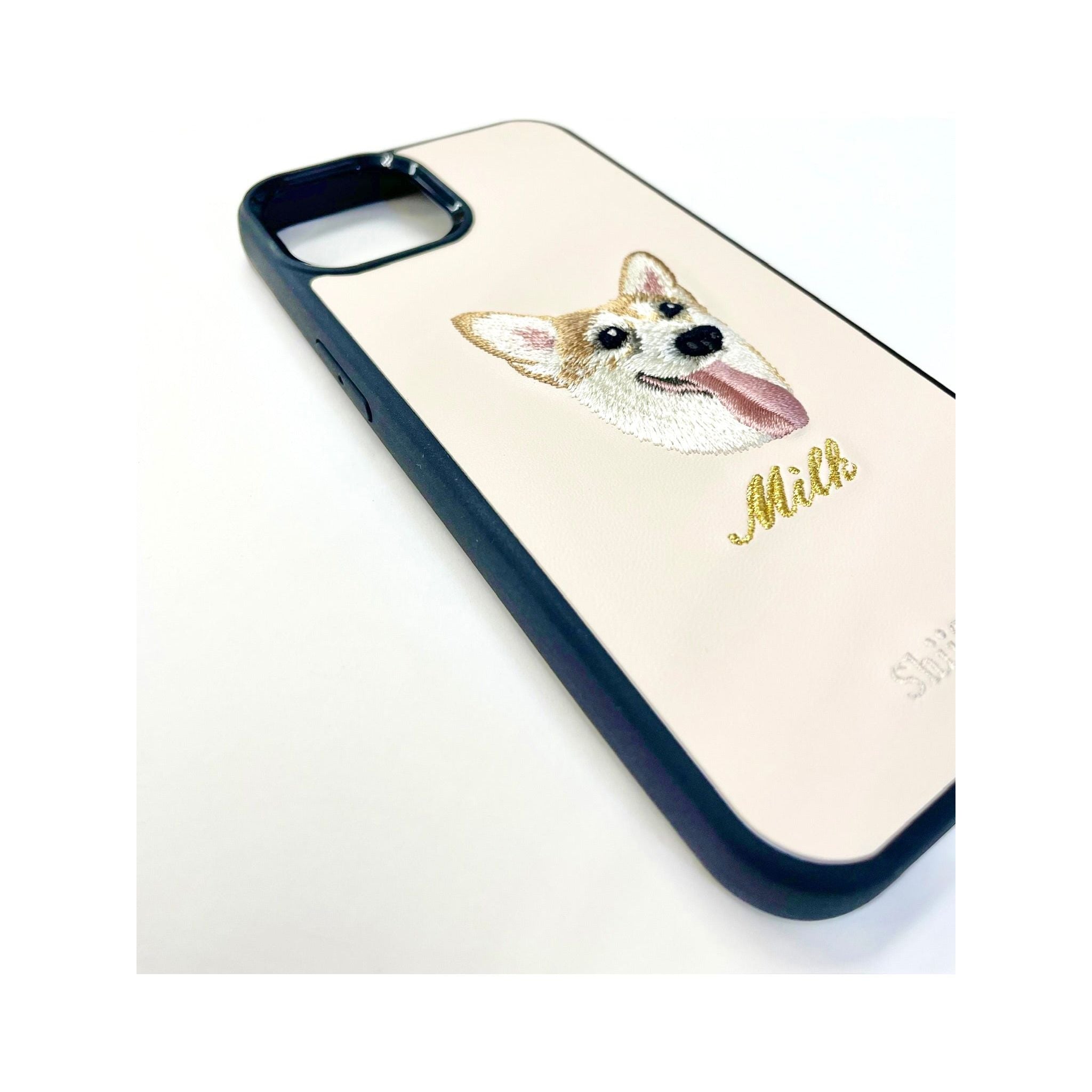 ＜ORDER WORK＞ Embroidered smartphone case [Corgi - realistic] ShiiShu | iPhone case, notebook style compatible