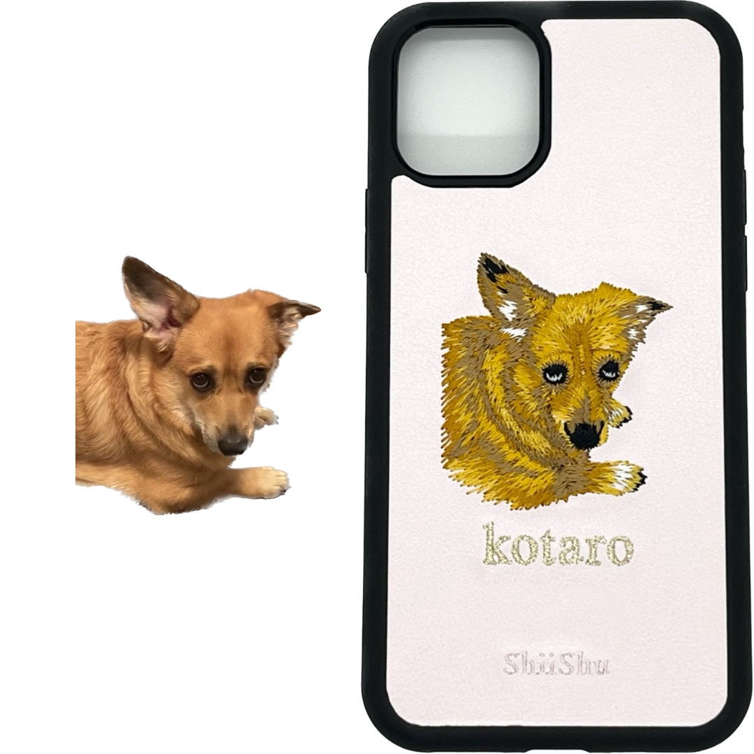 ＜ORDER WORK＞ Embroidered smartphone case [Corgi] ShiiShu | iPhone case, notebook style compatible