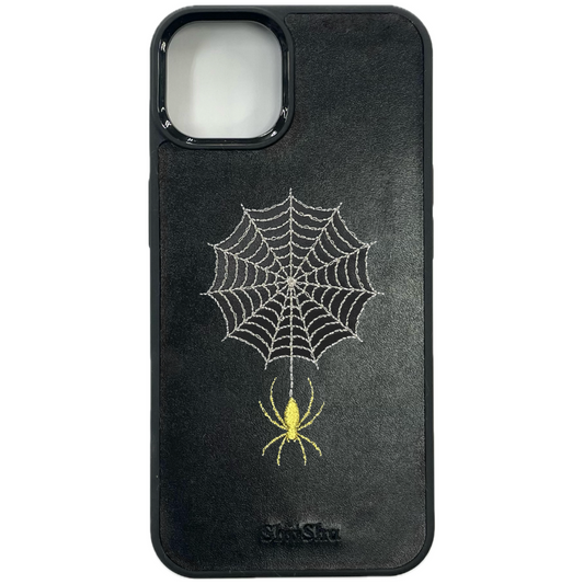 レザー刺繍スマホケース【金の蜘蛛】ShiiShu（シーシュ） ｜iPhoneケース【C13】