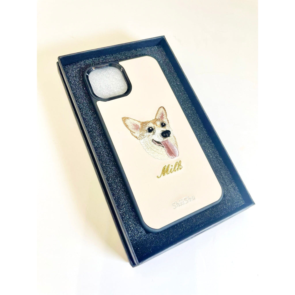 ＜ORDER作品＞刺繍スマホケース【コーギー - リアル調】ShiiShu（シーシュ）｜iPhoneケース、手帳型対応