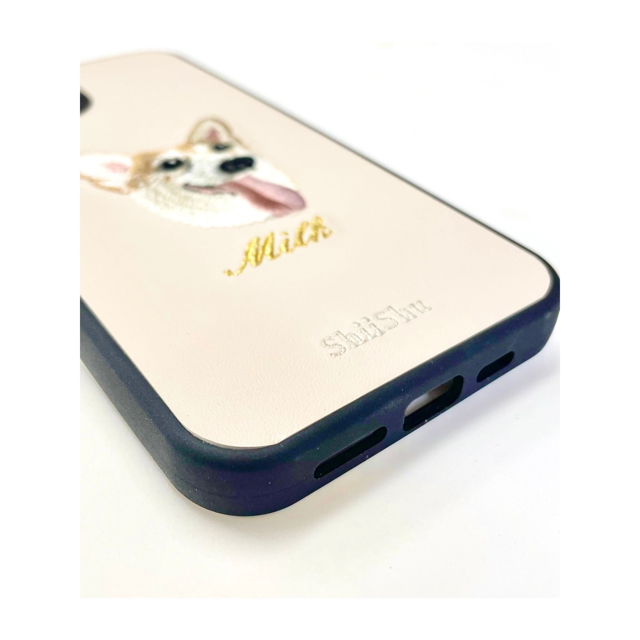 ＜ORDER WORK＞ Embroidered smartphone case [Corgi - realistic] ShiiShu | iPhone case, notebook style compatible