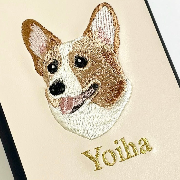 &lt;ORDER work&gt; Étui pour smartphone brodé [Corgi (Yoiha) - Style réaliste] Étui iPhone ShiiShu, compatible type ordinateur portable