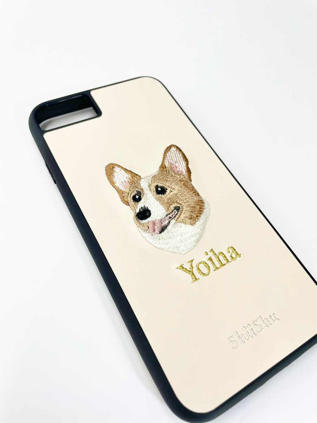 &lt;ORDER work&gt; Étui pour smartphone brodé [Corgi (Yoiha) - Style réaliste] Étui iPhone ShiiShu, compatible type ordinateur portable