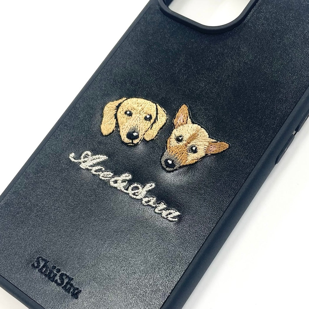 ＜ORDER作品＞刺繍スマホケース【Ace & Sora  - イラスト調】ShiiShu（シーシュ）｜iPhoneケース、手帳型対応