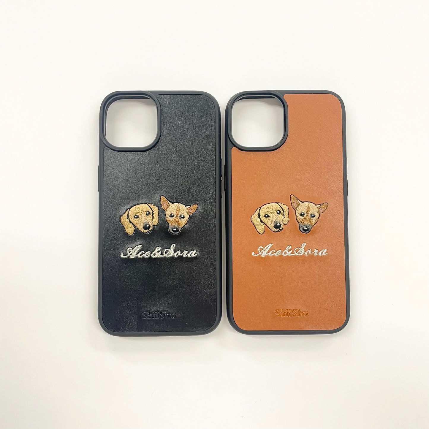 ＜ORDER作品＞刺繍スマホケース【Ace & Sora  - イラスト調】ShiiShu（シーシュ）｜iPhoneケース、手帳型対応