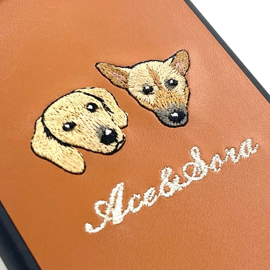 ＜ORDER作品＞刺繍スマホケース【Ace & Sora  - イラスト調】ShiiShu（シーシュ）｜iPhoneケース、手帳型対応