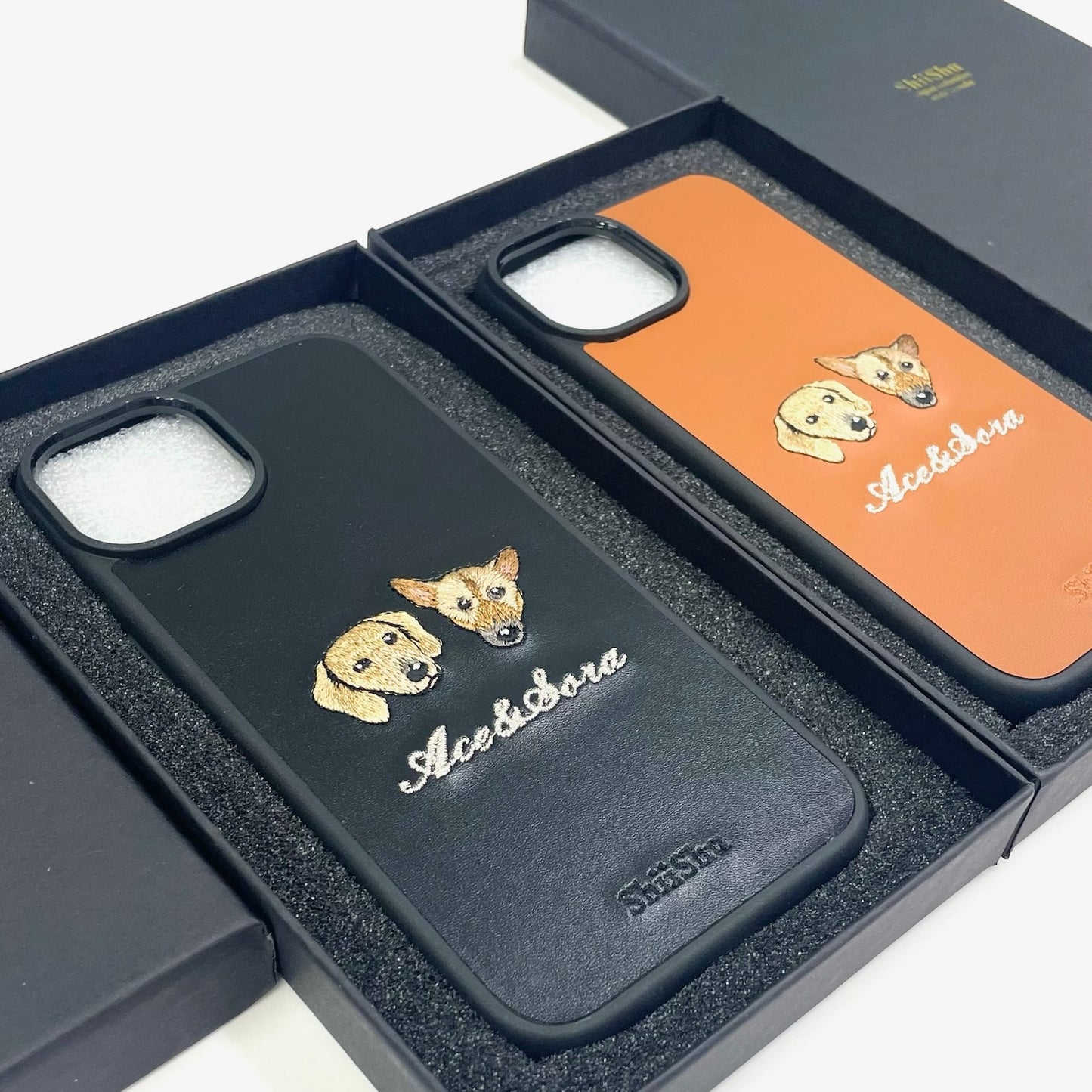 ＜ORDER作品＞刺繍スマホケース【Ace & Sora  - イラスト調】ShiiShu（シーシュ）｜iPhoneケース、手帳型対応