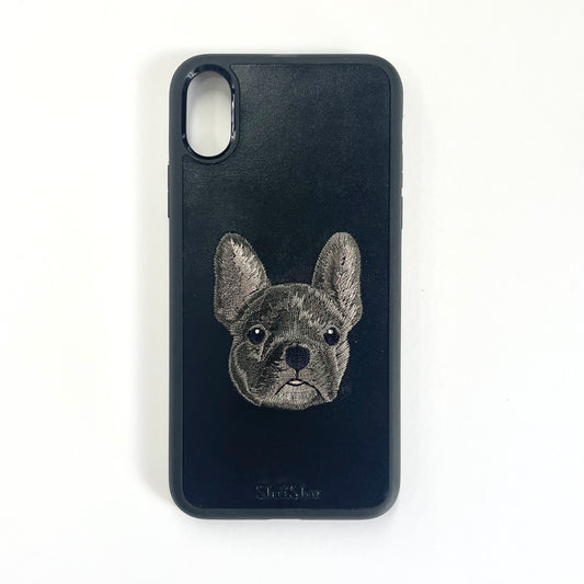 Coque smartphone broderie [Bouledogue français (noir)] Coque iPhone ShiiShu [C48]