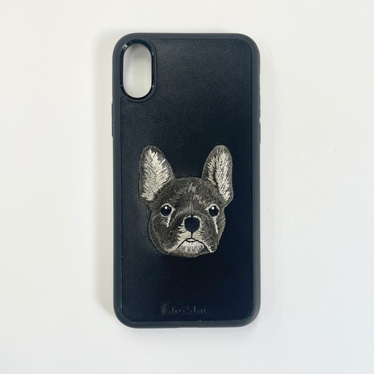 Embroidered smartphone case [French bulldog (gray)] ShiiShu | iPhone case [C47]