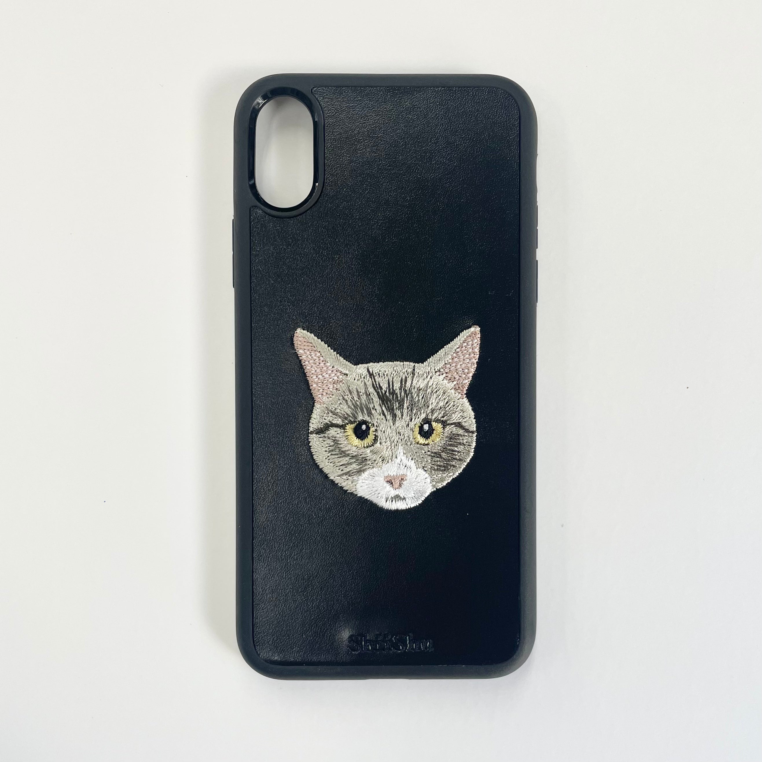 Coque smartphone brodée [Cheveux courts américains (gris)] Coque iPhone ShiiShu [C31]
