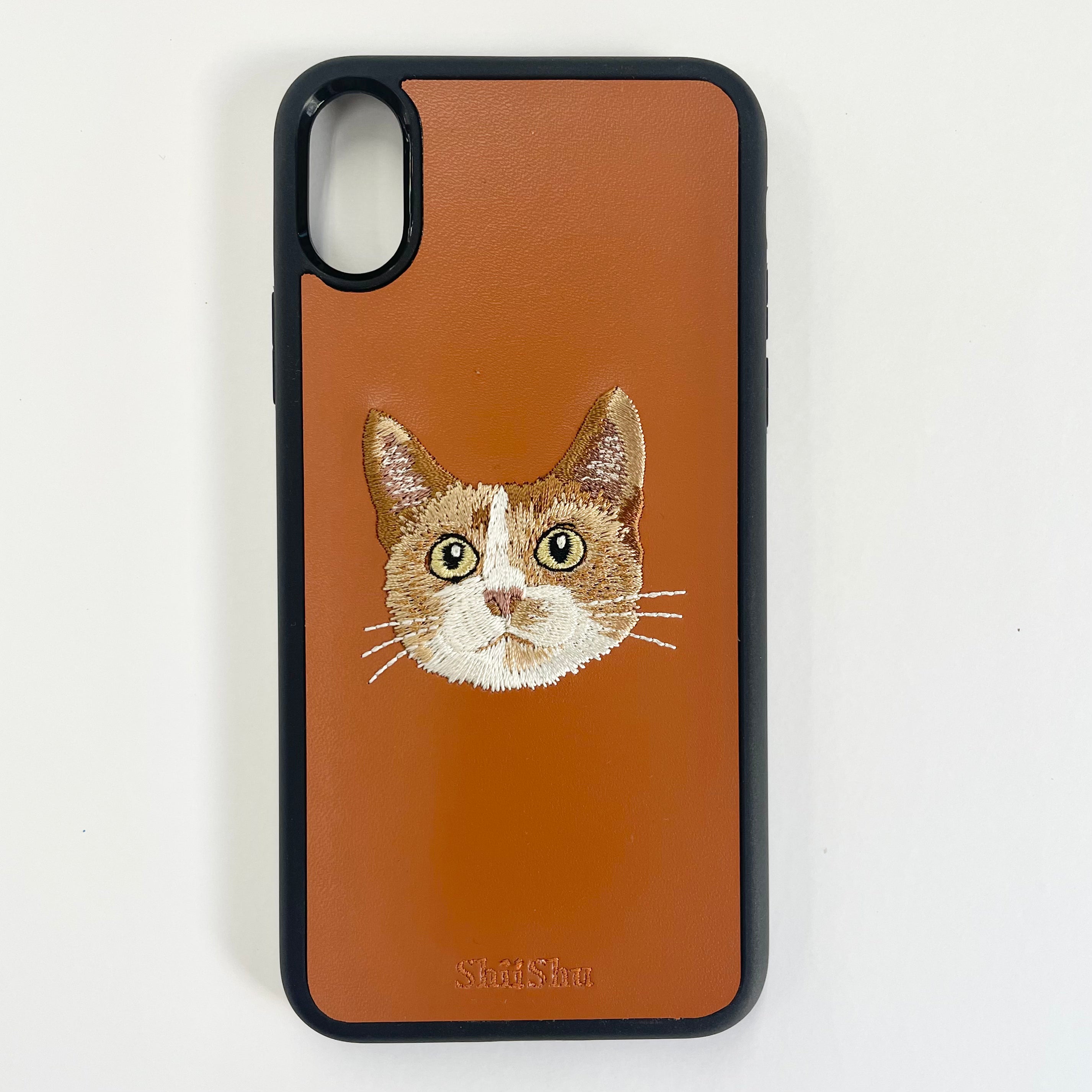 Étui pour smartphone brodé [chat calico] ShiiShu iPhone case [C25]