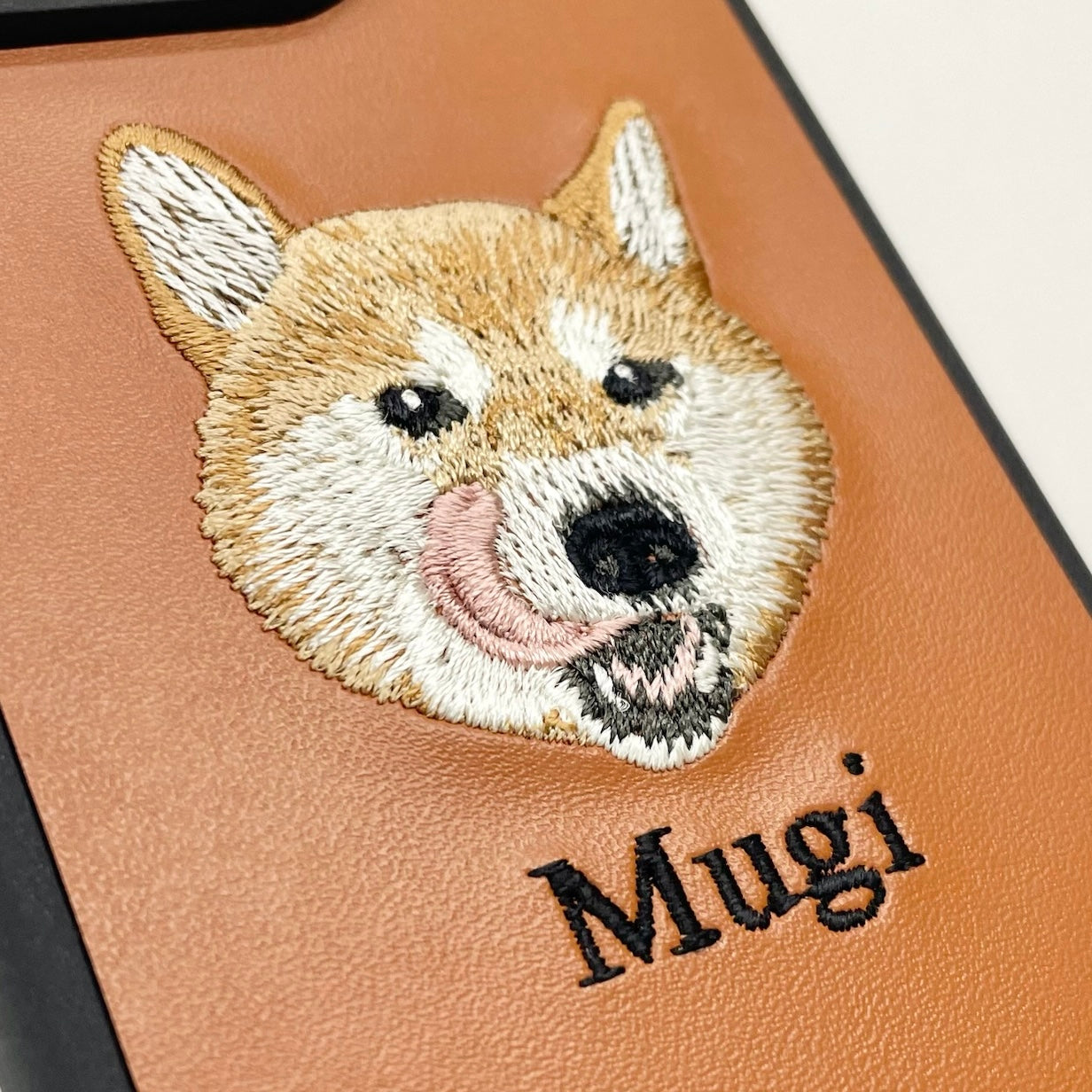 ＜ORDER WORK＞ Embroidered smartphone case [Shiba Inu (Mugi) - Realistic] ShiiShu | iPhone case, notebook style compatible