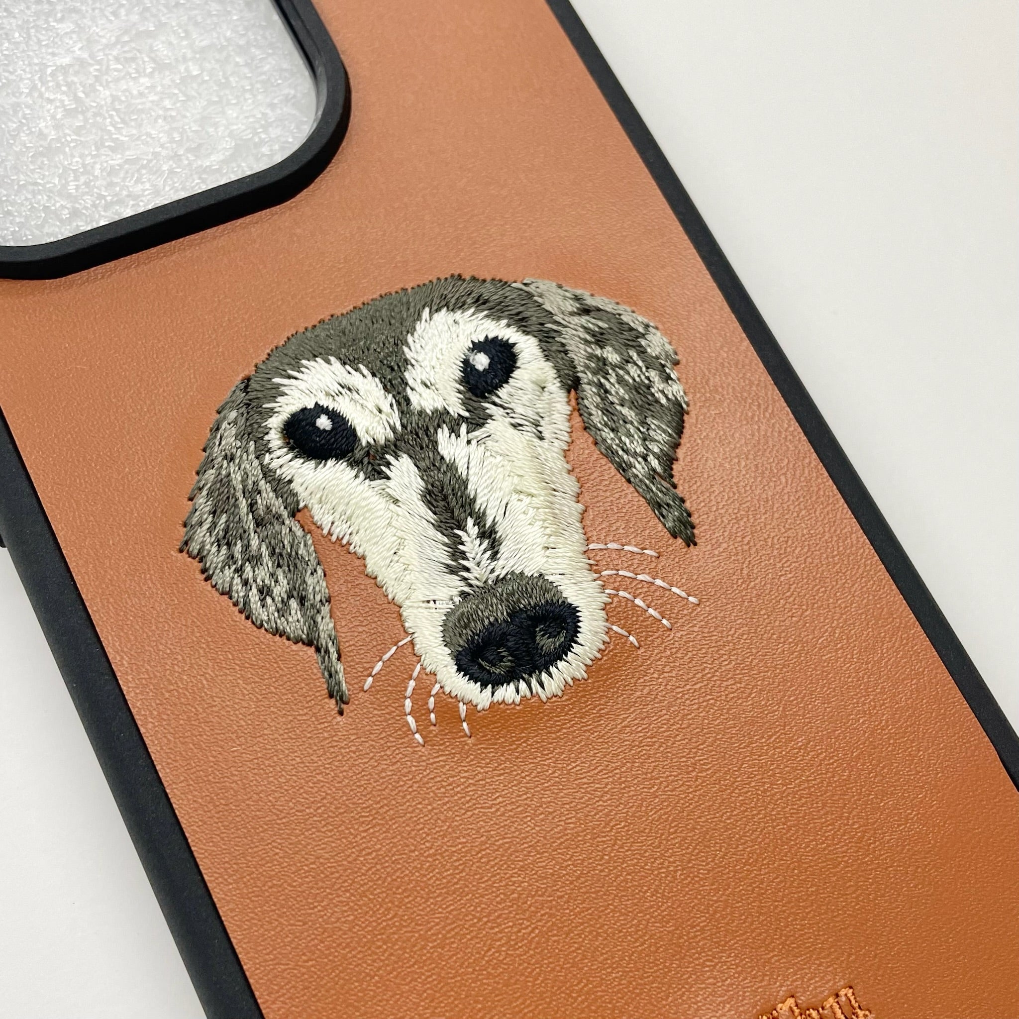 ＜ORDER WORK＞ Embroidered smartphone case [Saluki - realistic] ShiiShu | iPhone case, notebook type compatible