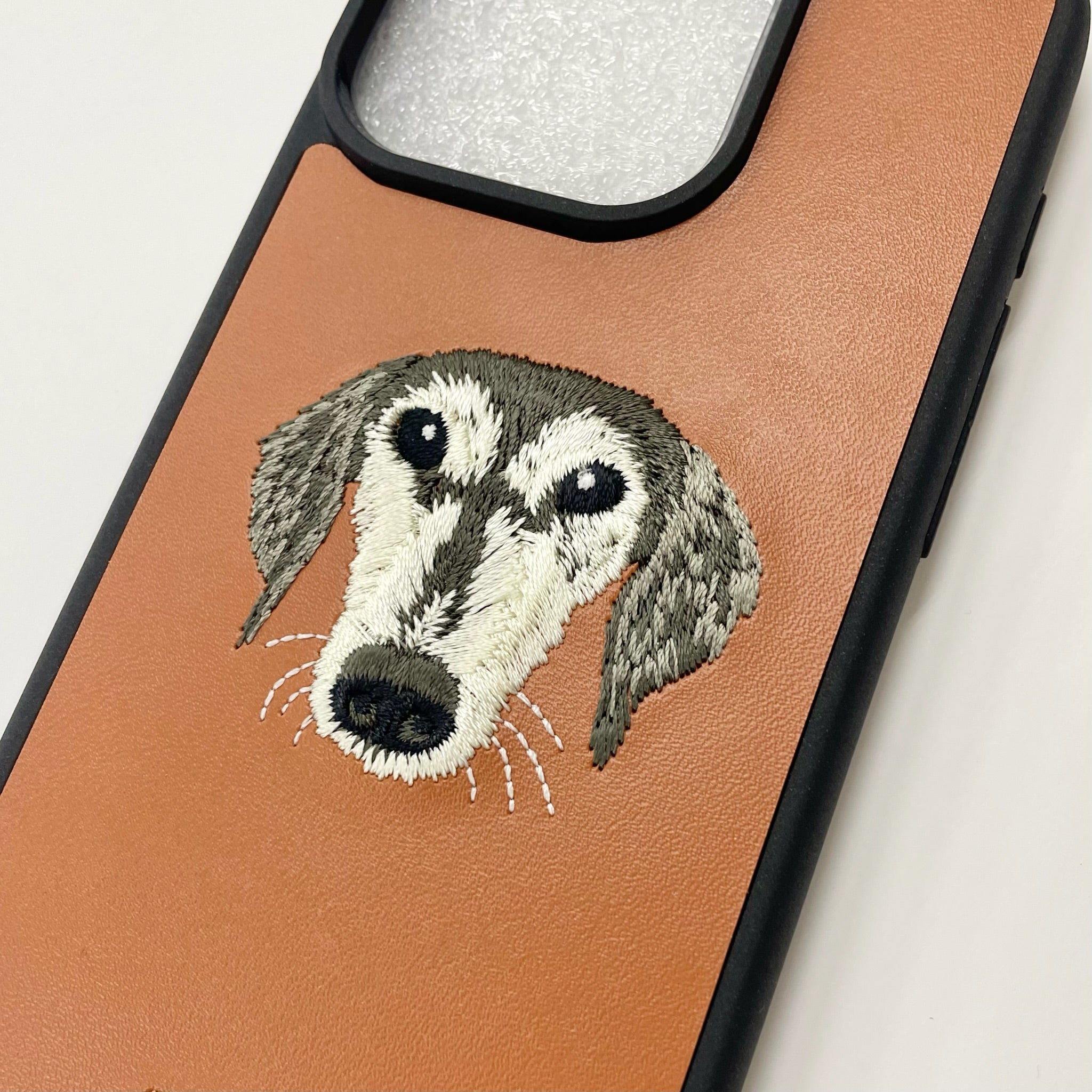 ＜ORDER WORK＞ Embroidered smartphone case [Saluki - realistic] ShiiShu | iPhone case, notebook type compatible