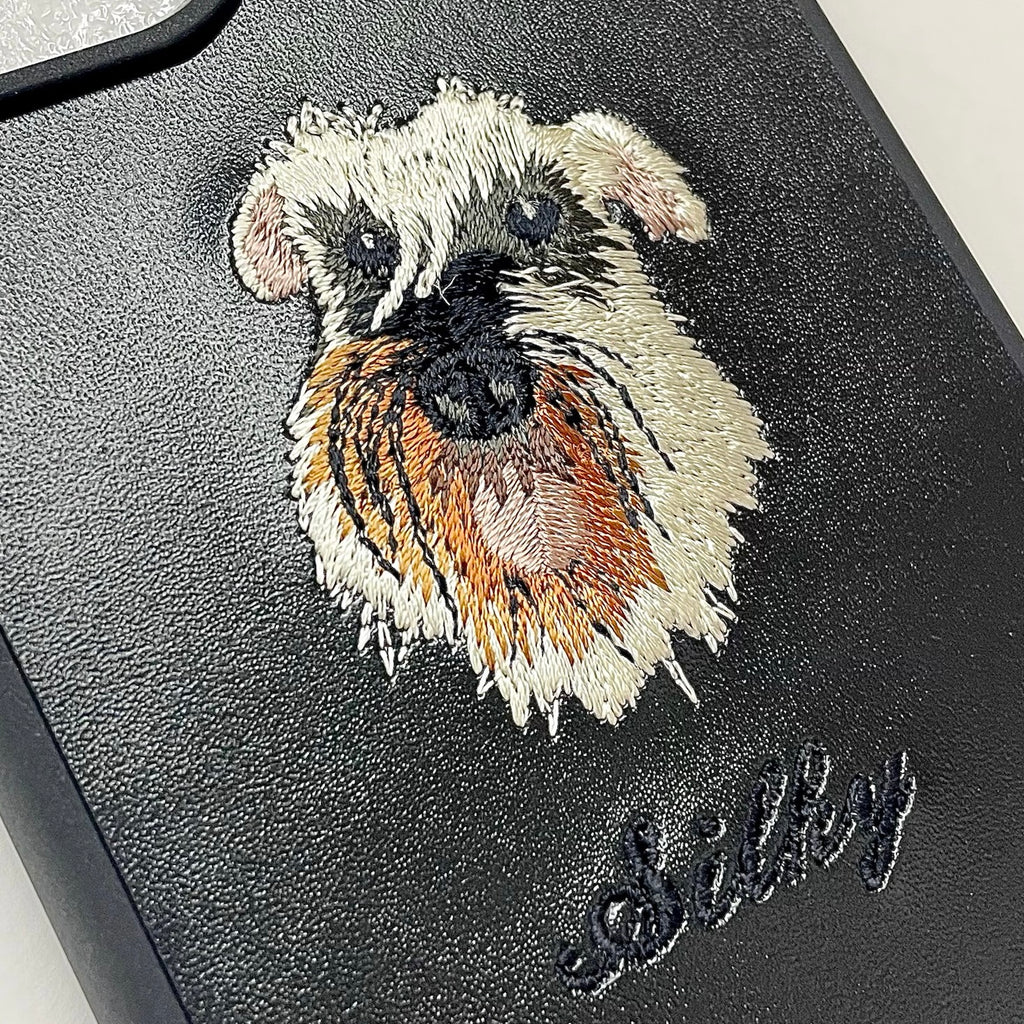 ＜ORDER WORK＞ Embroidered smartphone case [Miniature Schnauzer (Silky) - Realistic] ShiiShu | iPhone case, notebook style compatible
