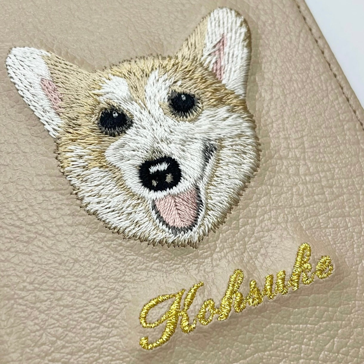 ＜ORDER作品＞刺繍スマホケース【コーギー（kohsuke） - リアル調】ShiiShu（シーシュ）｜iPhoneケース、手帳型対応