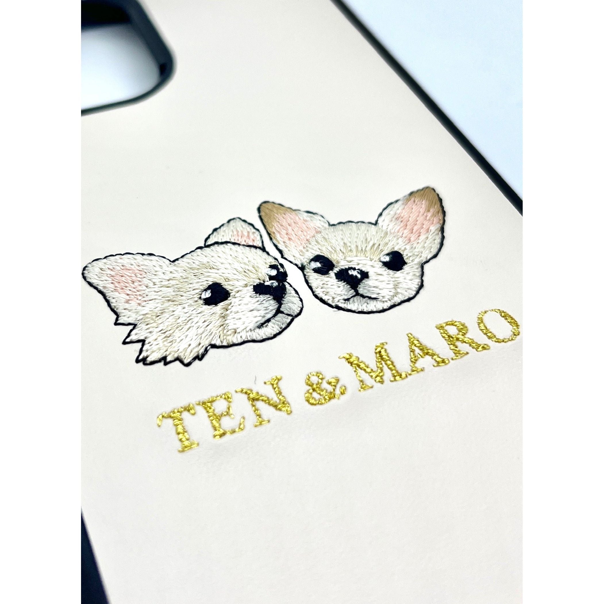 ＜ORDER WORK＞ Embroidered smartphone case [Chihuahua (TEN&amp;MARO) - Illustrated] ShiiShu | iPhone case, notebook type compatible