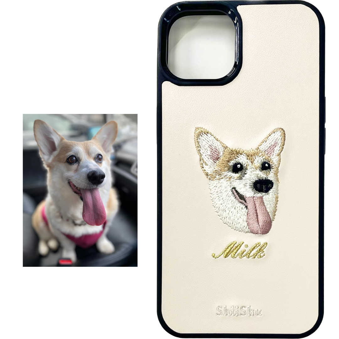 ＜ORDER WORK＞ Embroidered smartphone case [Corgi - realistic] ShiiShu | iPhone case, notebook style compatible
