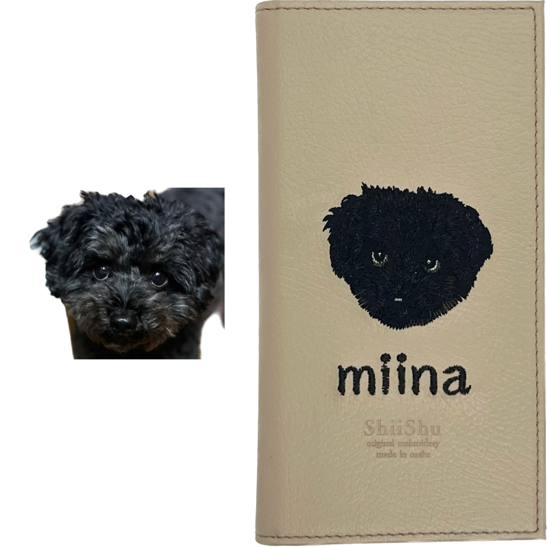＜ORDER WORK＞ Embroidered smartphone case [Poodle (miina) - realistic style] ShiiShu | iPhone case, notebook style compatible