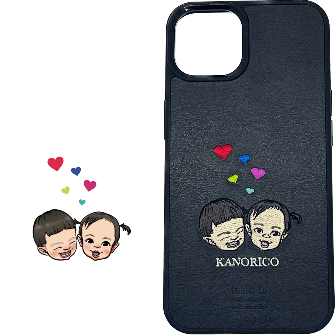 ＜ORDER作品＞刺繍スマホケース【双子（KANORICO）】ShiiShu（シーシュ）｜iPhoneケース、手帳型対応