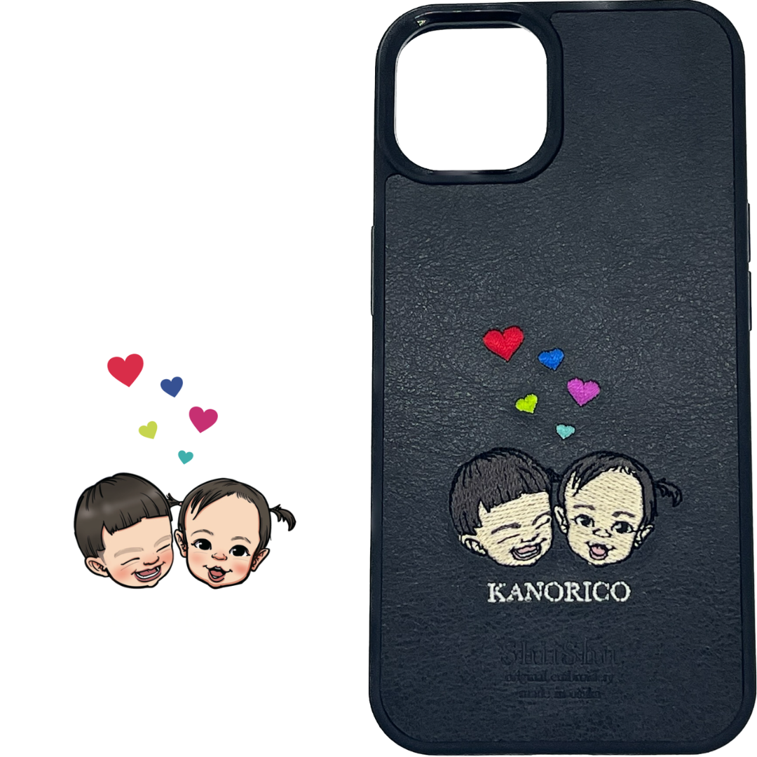 ＜ORDER WORK＞ Embroidered smartphone case [Twins (KANORICO)] ShiiShu | iPhone case, notebook type compatible